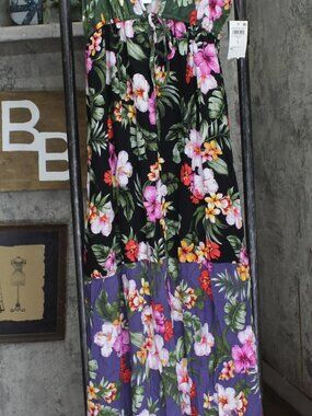 Bar Iii Red Bar Iii Floral Print Tiered Cover Up Mbth25834 Multi L Sz L